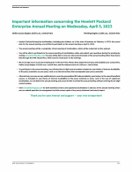 Important Information Concerning the Hewlett Packard Enterprise Annual Meeting